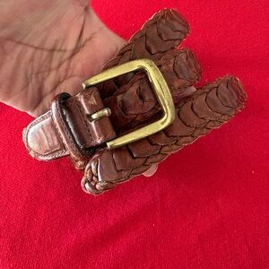 Brighton Tan Braided Leather Women’s  Belt with Solid Brass  Buckle Size 36